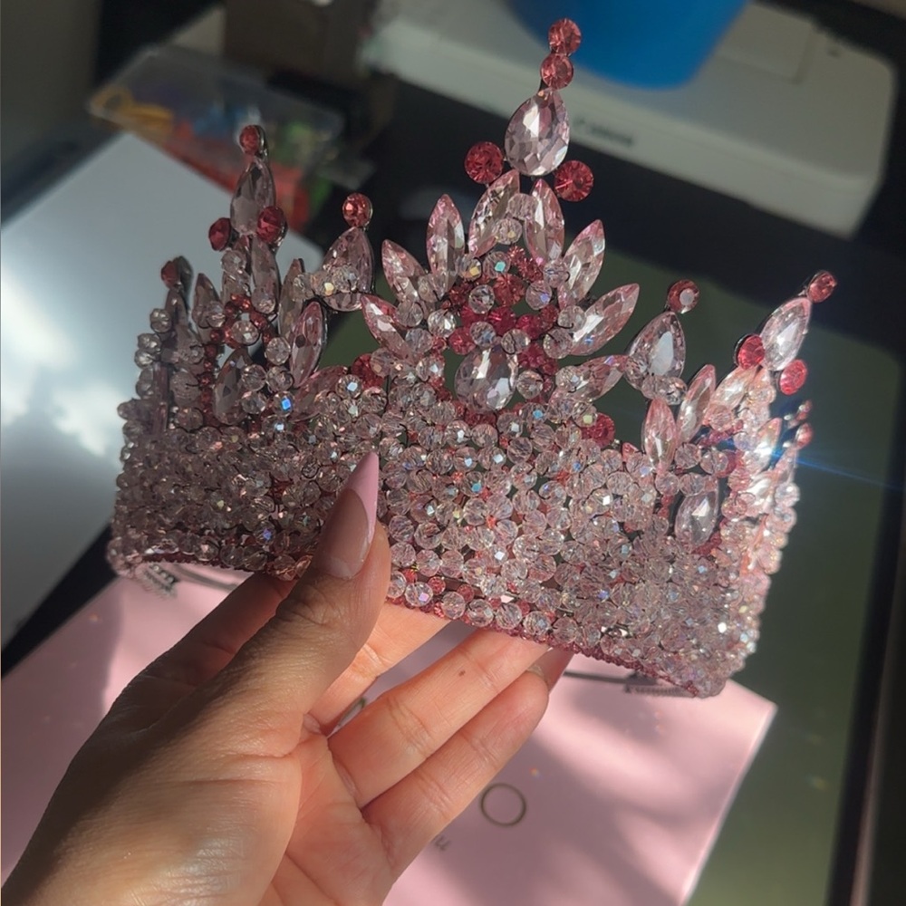 Elegant Pink Crystal Tiara